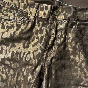 7 for all Mankind gold leopard skinny jeans